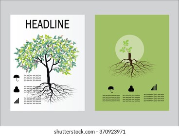 Vector Brochure Flyer design Layout template, size A4, Front page and back page,green organic product