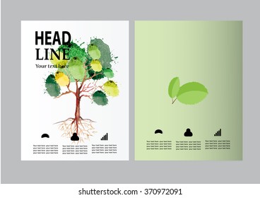 Vector Brochure Flyer design Layout template, size A4, Front page and back page,tree with root
