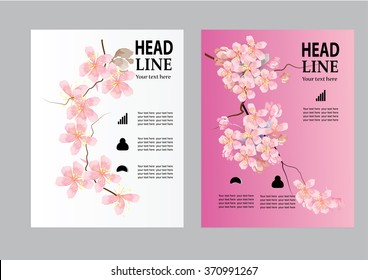 Vector Brochure Flyer design Layout template, size A4, Front page and back page,cherry blossom concept