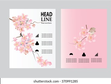 Vector Brochure Flyer design Layout template, size A4, Front page and back page,cherry blossom concept