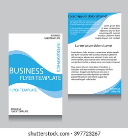 Vector Brochure Flyer design Layout template, Front page and back page, templates, website, Blue color, Editable vector illustration, Abstract background, A4.