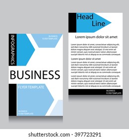 Vector Brochure Flyer design Layout template, Front page and back page, templates, website, Blue color, Editable vector illustration, Abstract background, A4.