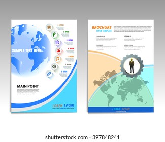 Vector brochure flyer design layout template, Front and back pages, infographics. Size A4.