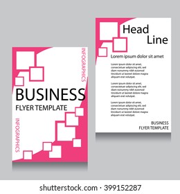 Vector Brochure Flyer design Layout template, Front page and back page, templates, website, Pink color, Editable vector illustration, Abstract background, A4.