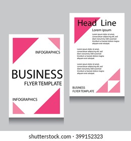 Vector Brochure Flyer design Layout template, Front page and back page, templates, website, Pink color, Editable vector illustration, Abstract background, A4.