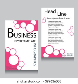 Vector Brochure Flyer design Layout template, Front page and back page, templates, website, Pink color, Editable vector illustration, Abstract background, A4.