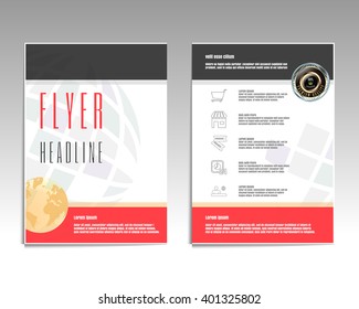 Vector brochure flyer design layout template, Front and back pages, infographics. Size A4.