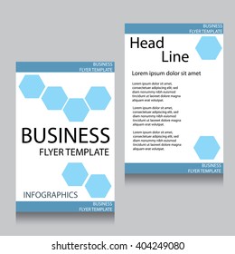 Vector Brochure Flyer design Layout template, Front page and back page, templates, website, Blue color, Editable vector illustration, Abstract background, A4.