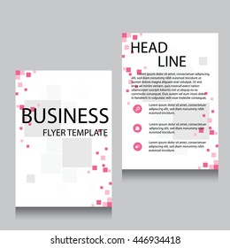 Vector Brochure Flyer design Layout template, Front page and back page, templates, website, Pink color, Editable vector illustration, Abstract background, A4.