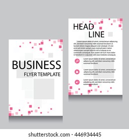 Vector Brochure Flyer design Layout template, Front page and back page, templates, website, Pink color, Editable vector illustration, Abstract background, A4.