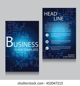 Vector Brochure Flyer design Layout template, Front page and back page, templates, website, Blue color, Editable vector illustration, Abstract background, A4.