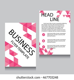 Vector Brochure Flyer design Layout template, Front page and back page, templates, website, Pink color, Editable vector illustration, Abstract background, A4.