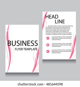 Vector Brochure Flyer design Layout template, Front page and back page, templates, website, Pink color, Editable vector illustration, Abstract background, A4.