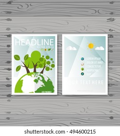 Vector Brochure Flyer design Layout template. Ecology background with elements for magazine, cover, poster design.