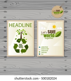 Vector Brochure Flyer design Layout template. Ecology background with elements for magazine, cover, poster design.