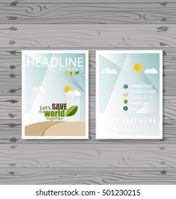 Vector Brochure Flyer design Layout template. Ecology background with elements for magazine, cover, poster design.