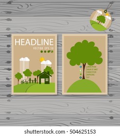 Vector Brochure Flyer design Layout template. Ecology background with elements for magazine, cover, poster design.