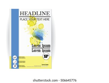 Vector Brochure Flyer design Layout template, size A4, Front page and back page watercolor abstract nature