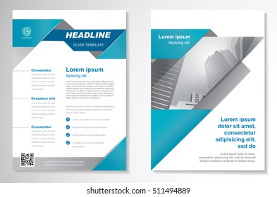 Vector Brochure Flyer design Layout template, size A4, Cover annual report, triangles design, blue color front page and back page,Easy to use and edit.