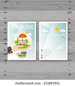 Vector Brochure Flyer design Layout template. Ecology background with elements for magazine, cover, poster design.