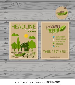 Vector Brochure Flyer design Layout template. Ecology background with elements for magazine, cover, poster design.