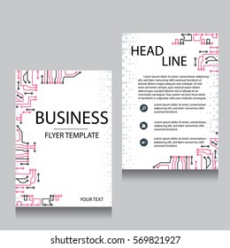 Vector Brochure Flyer design Layout template, Front page and back page, templates, website, Pink color, Editable vector illustration, Abstract background, A4.