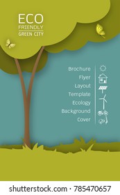 Vector Brochure Flyer design Layout template. Ecology background with elements for magazine, cover, poster design.