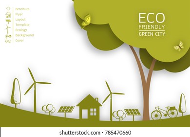 Vector Brochure Flyer design Layout template. Ecology background with elements for magazine, cover, poster design.