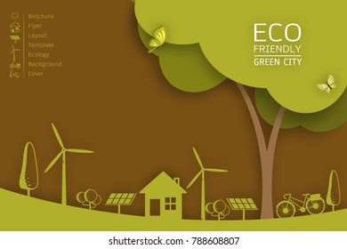 Vector Brochure Flyer design Layout template. Ecology background with elements for magazine, cover, poster design.