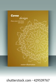 Vector brochure, flyer, leaflet, layout, cover, magazine or annual report. The size of A4. Business, science, medicine and technology of design books. Golden mandala. Easy to use and edit