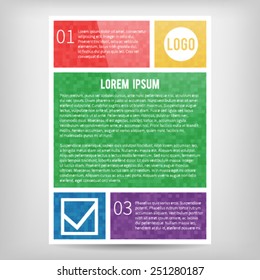 Vector brochure, flyer, magazine cover & poster template. Pixel Art Style