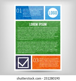 Vector brochure, flyer, magazine cover & poster template. Pixel Art Style