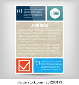 Vector brochure, flyer, magazine cover & poster template. Pixel Art Style