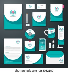 Vector brochure, flyer, magazine cover booklet poster design template/ layout business stationery annual report A4 size/ set of health corporate identity template.