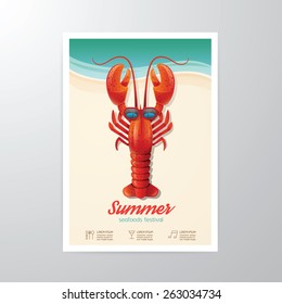 Vector brochure, flyer, magazine cover booklet poster design template.layout summer food festival season festival A4 size. with lobster