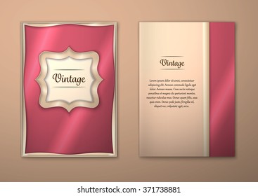 Vector Brochure Flyer royal design Layout template, size A5. Gold frame. Front page and back page. Easy to use and edit.