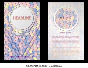 Vector brochure front and back side templates in abstract triangular style. Calm, serene colors. Vector illustration