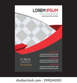 Vector Brochure layout, flyers design template, company profile, magazine, poster, annual report, book  booklet cover, with red ribbon, and cityscape vector in background elements, in size a4.