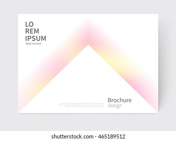 Vector Brochure, leaflet, flyer, cover template. Modern Abstract stipple background yellow & pink triangle. 