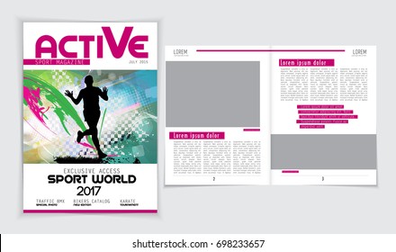 Vector Brochure, Magazine Cover Booklet. Layout Sport Annual Report.