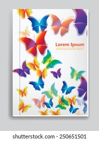 Catálogo de vectores o plantilla de portada de revista con mariposas