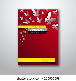Vector brochure or magazine cover template with butterflies