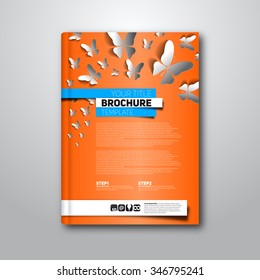 Vector brochure or magazine cover template with butterflies