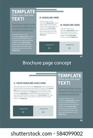 Vector brochure page concept with two pages for business organization