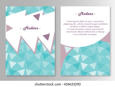 Vector brochure pages template. Pattern With Triangles Cold Colors. Vector illustration