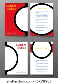 Vector brochure pages templates with red and white game circle, ball.