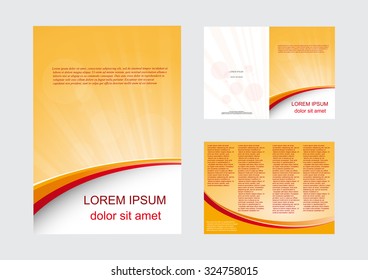 Vector brochure with red and orange waves