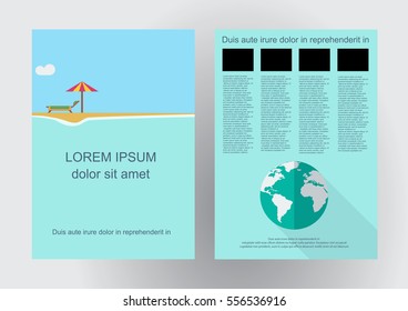 Vector brochure resort on reef travel agency. flat design background
