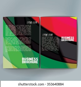 Vector brochure template design, A4 size with colorful wavy polygonal pattern. Professional business flyer template or corporate banner design, can be use for publishing, print and presentation. 