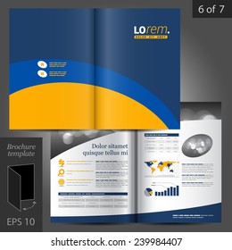 Vector brochure template design with blue and yellow lines